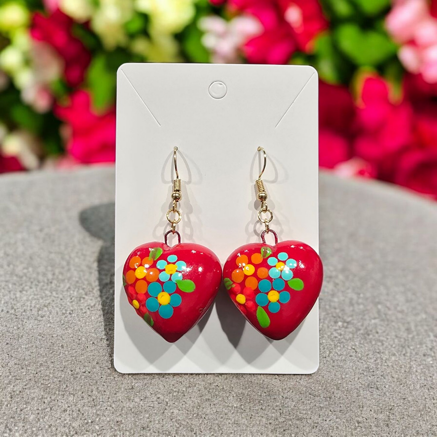 Dotted Floral Multicolor Talavera Earrings