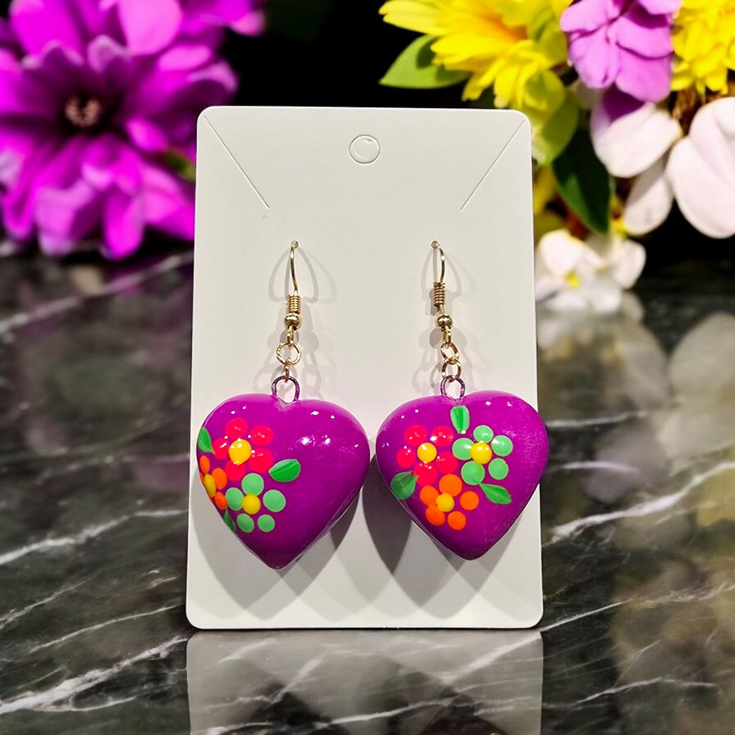 Dotted Floral Multicolor Talavera Earrings