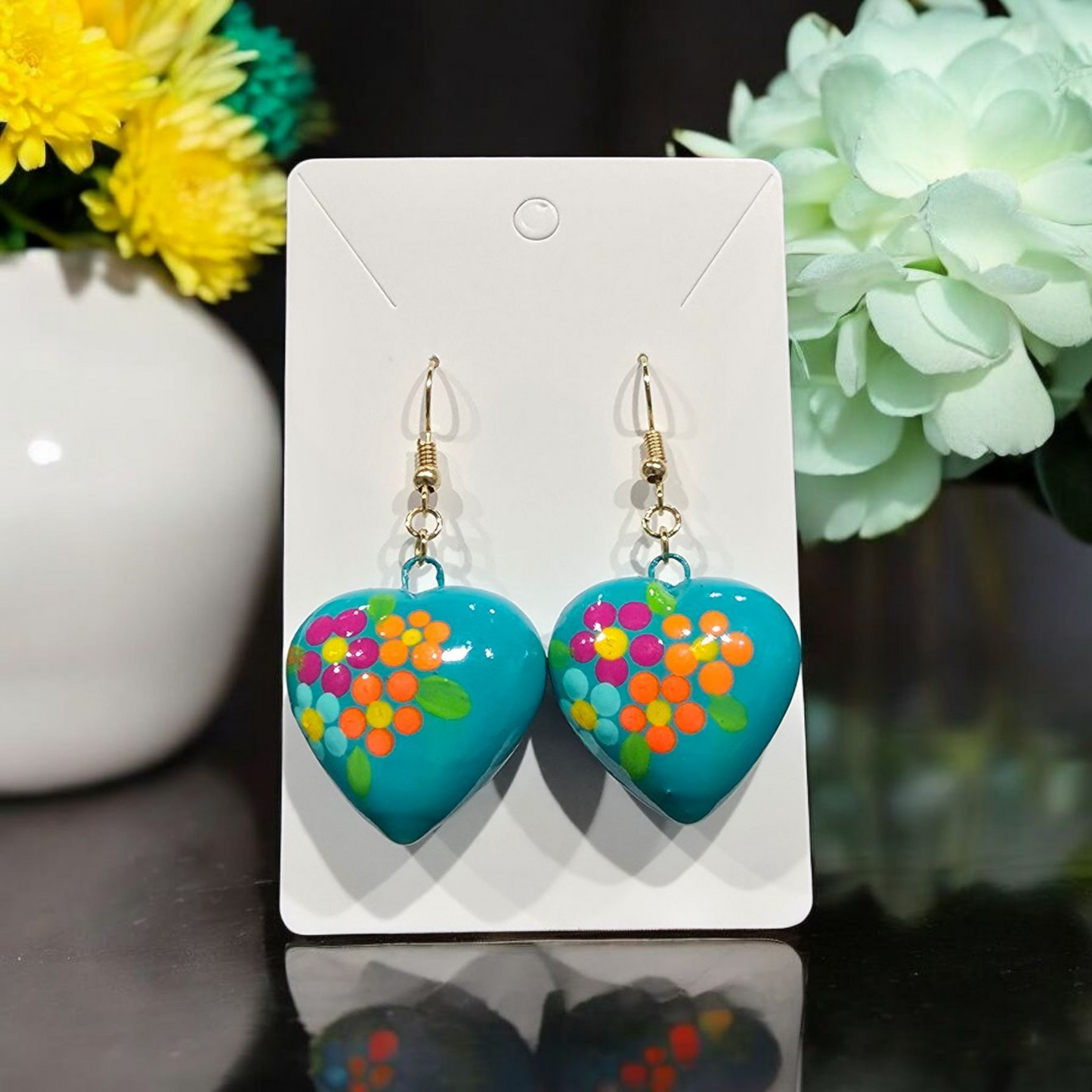 Dotted Floral Multicolor Talavera Earrings