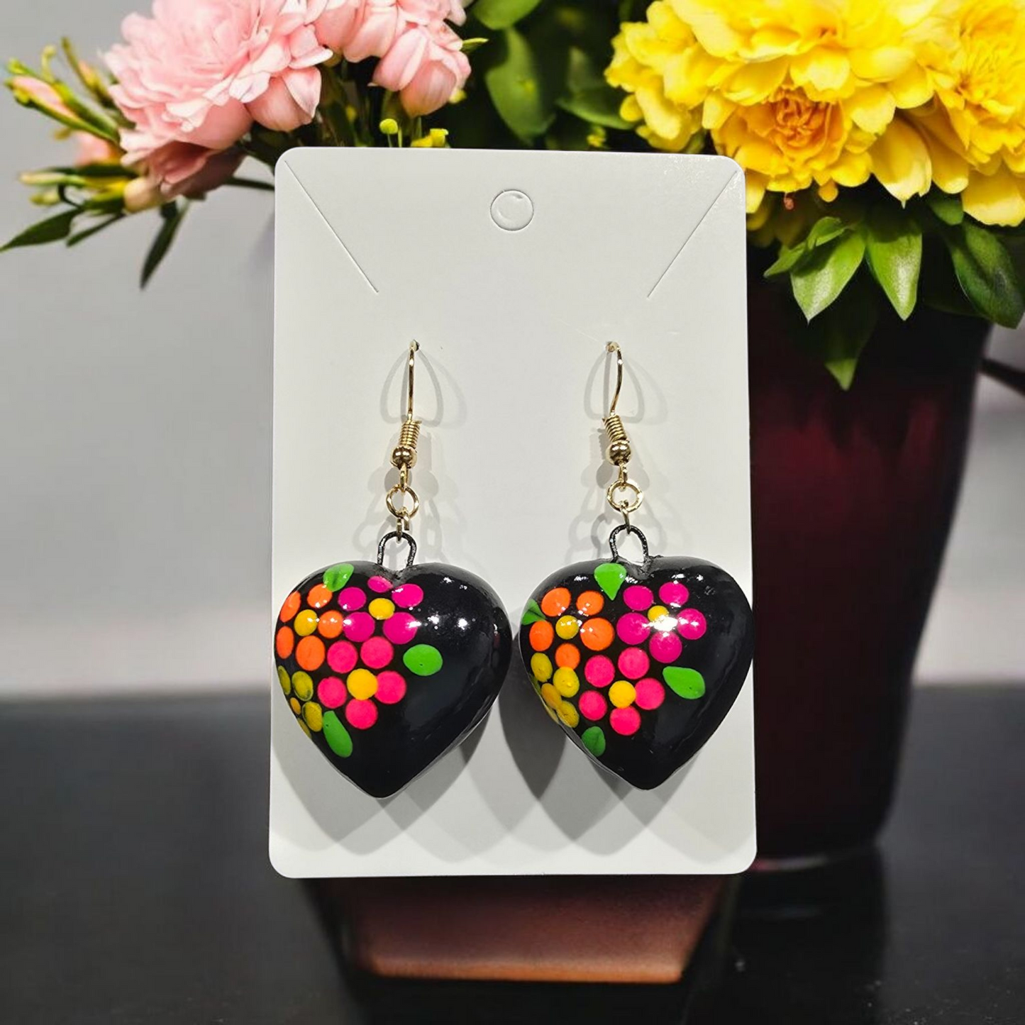 Dotted Floral Multicolor Talavera Earrings