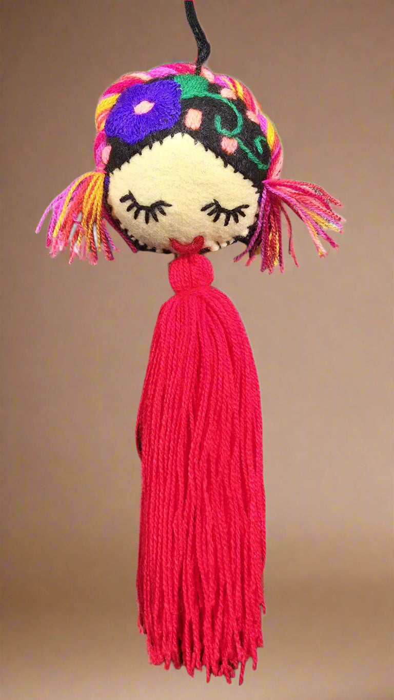 Frida Embroidered Pompom with Tassel