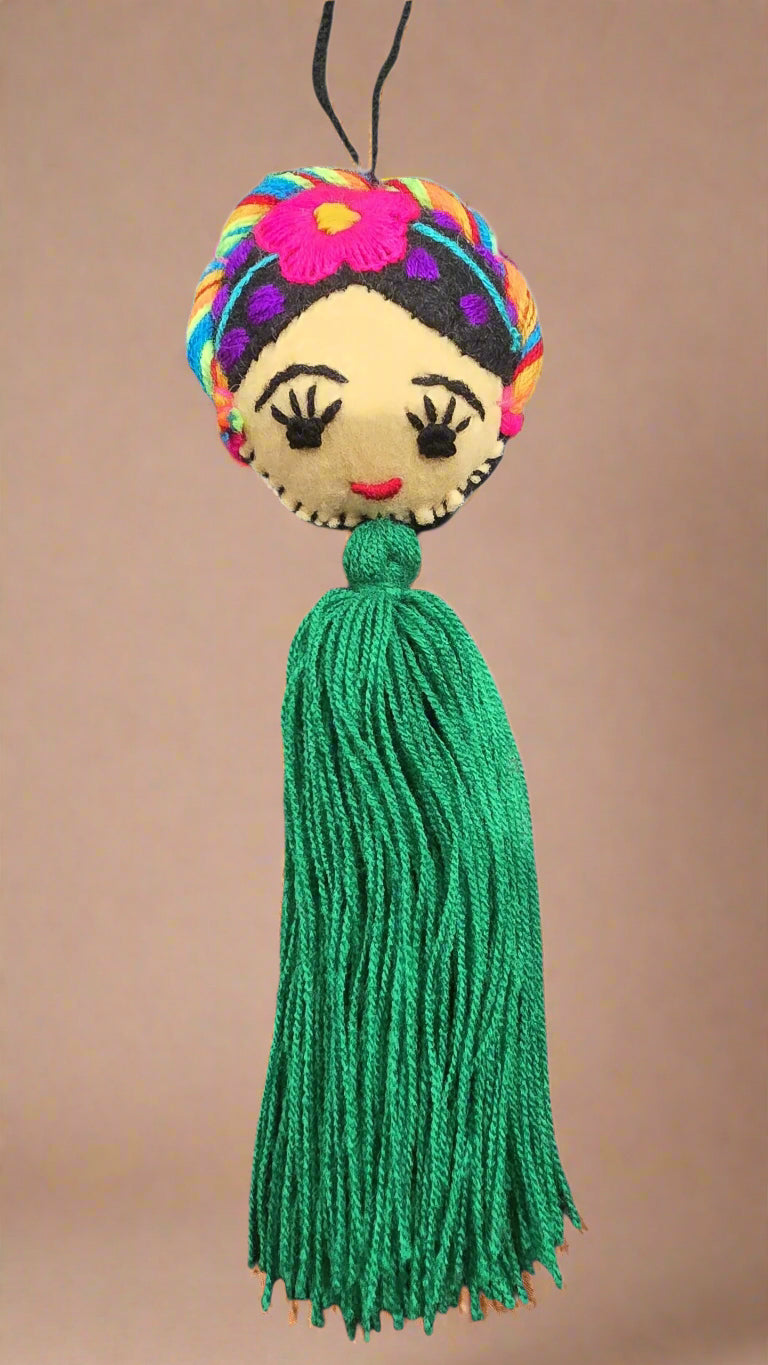 Frida Embroidered Pompom with Tassel