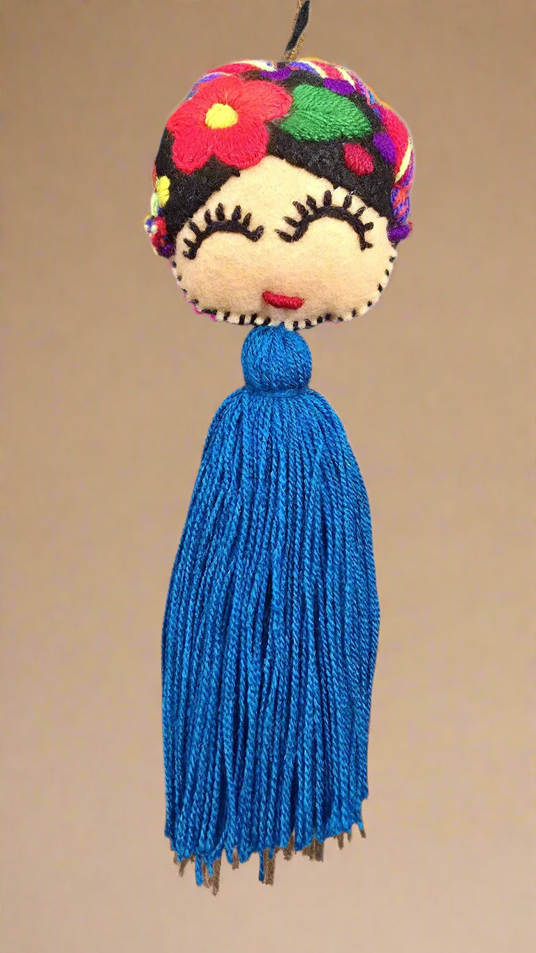 Frida Embroidered Pompom with Tassel