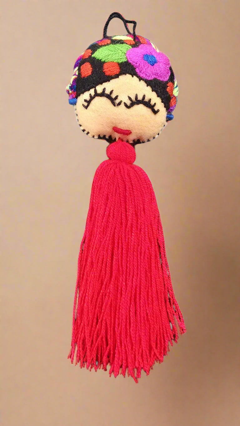 Frida Embroidered Pompom with Tassel