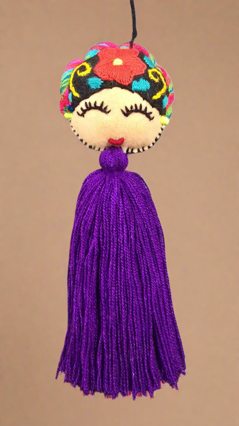 Frida Embroidered Pompom with Tassel