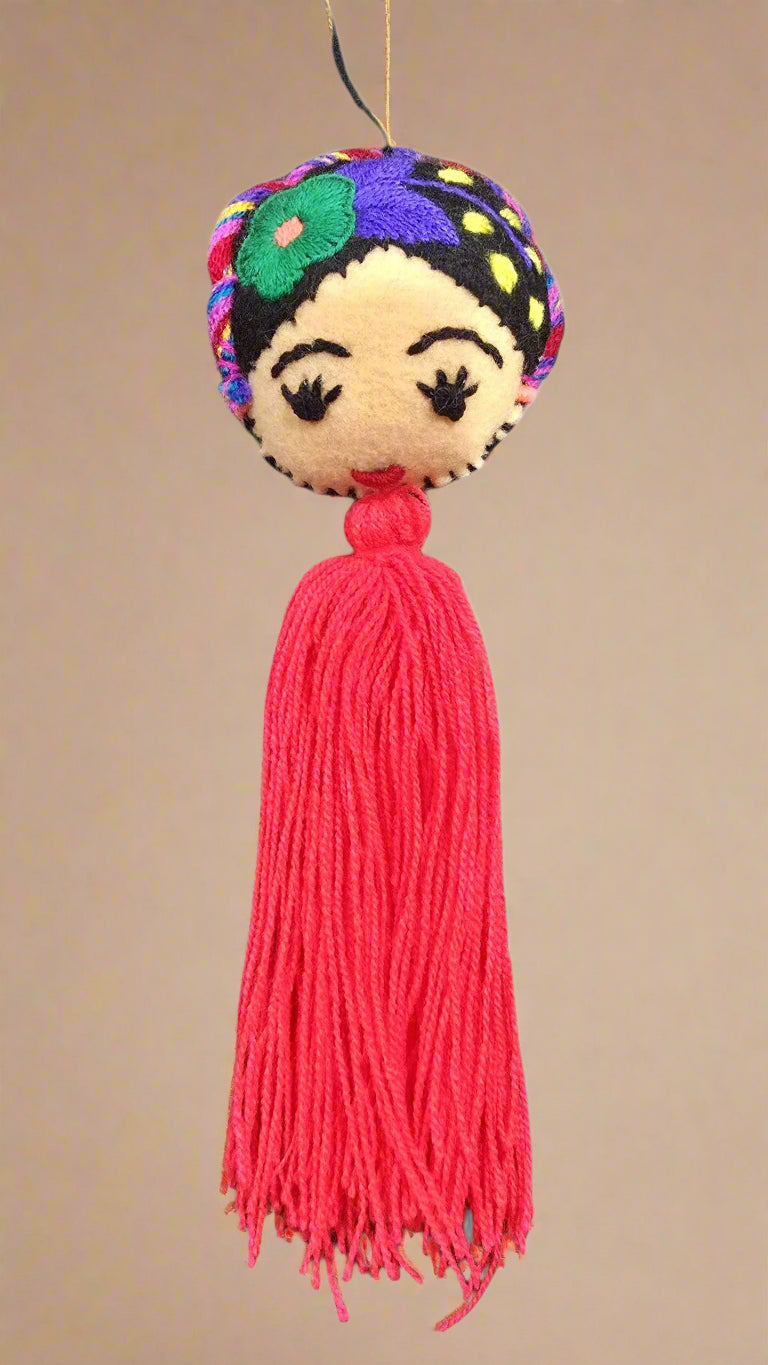 Frida Embroidered Pompom with Tassel