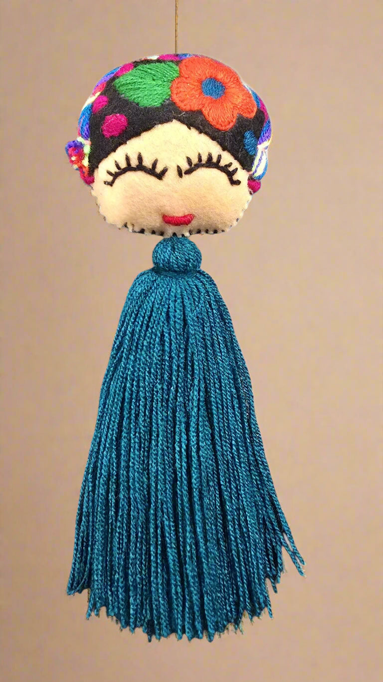 Frida Embroidered Pompom with Tassel