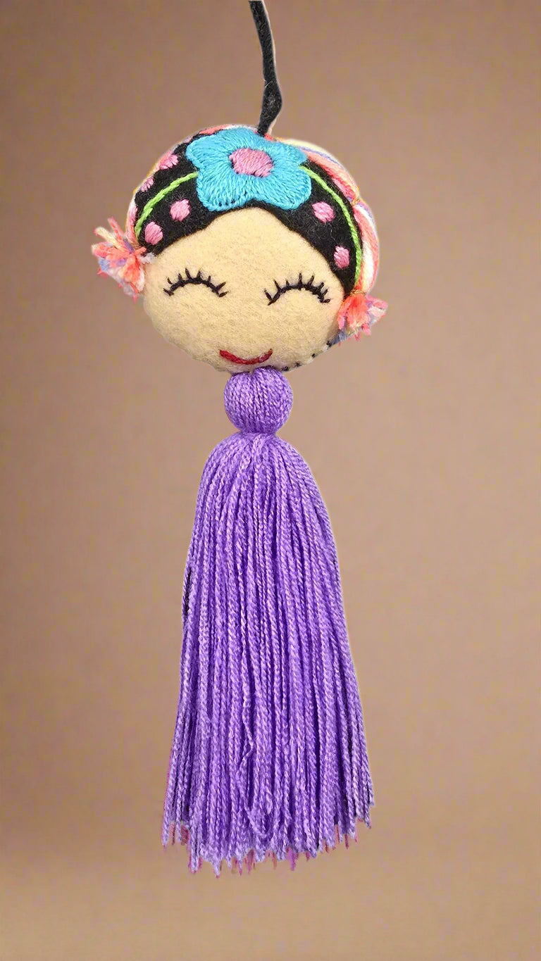 Frida Embroidered Pompom with Tassel