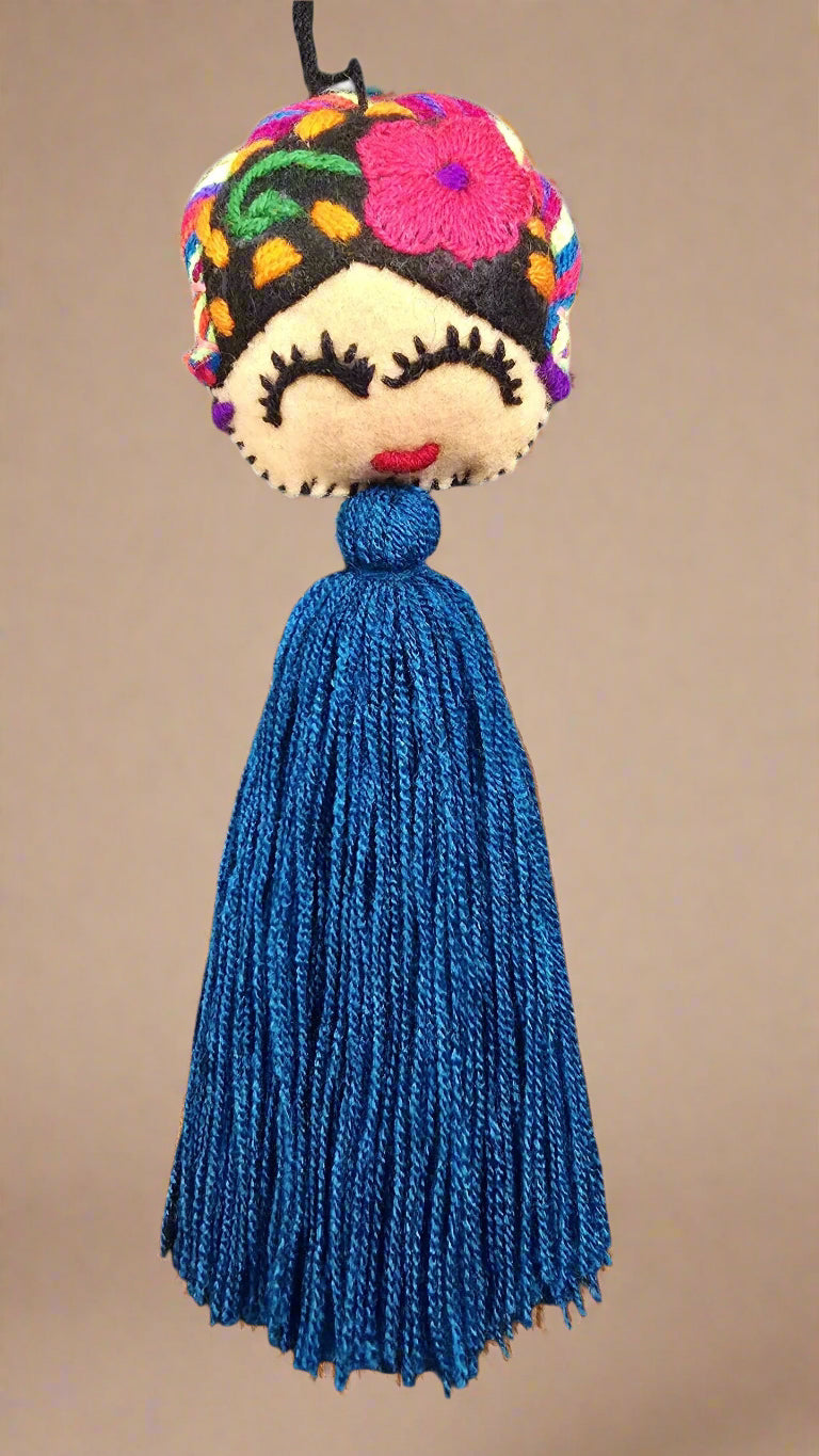 Frida Embroidered Pompom with Tassel
