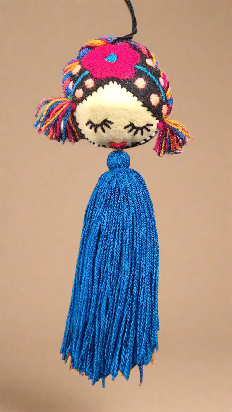 Frida Embroidered Pompom with Tassel