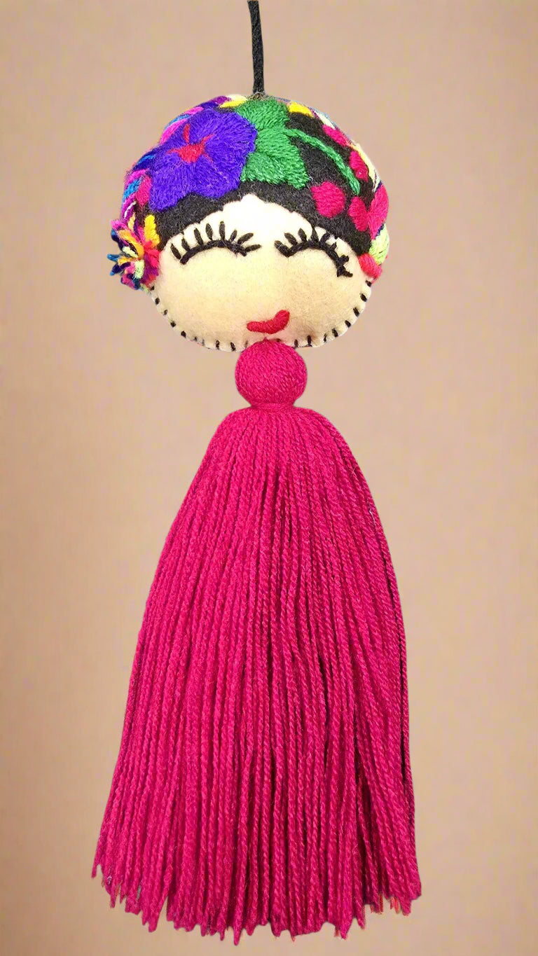 Frida Embroidered Pompom with Tassel