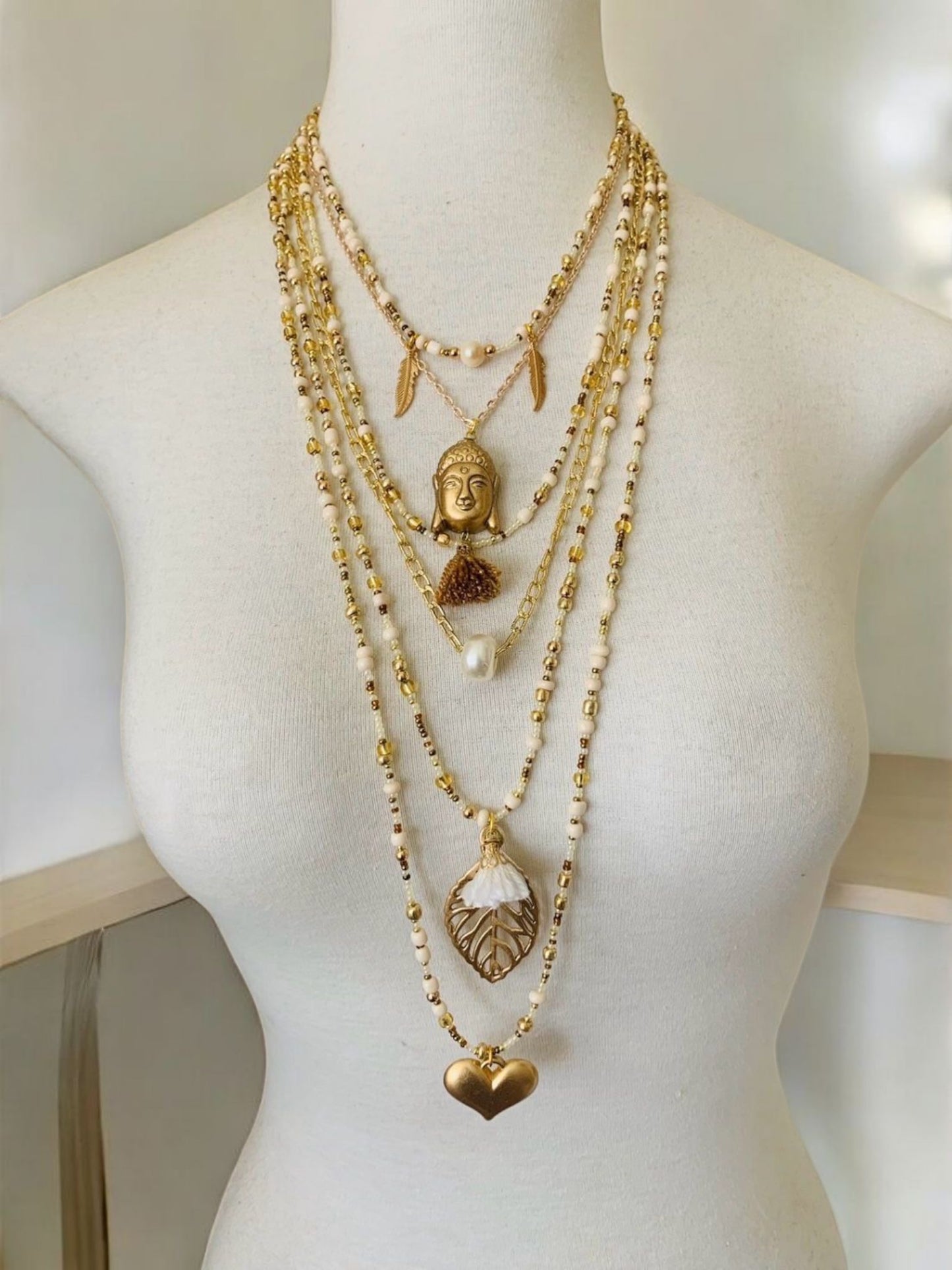 White & Gold Long Necklace