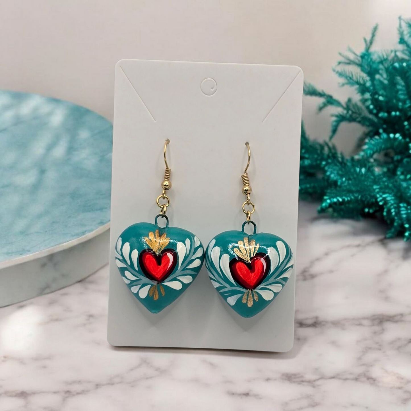 Sacred Heart Talavera Earrings