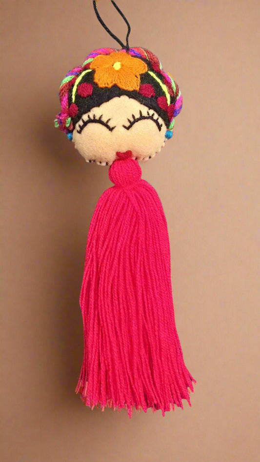 Frida Embroidered Pompom with Tassel
